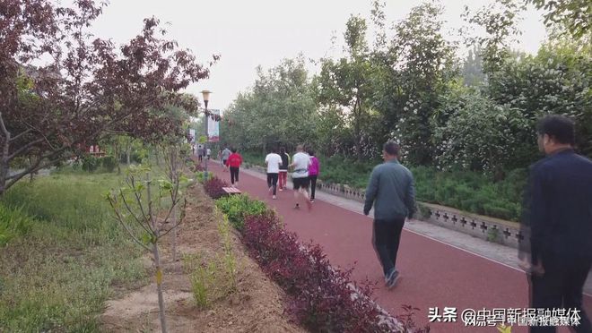 好运棋牌河北唐县唐尧公园又添新景 塑胶健身步道亮相公园(图1)